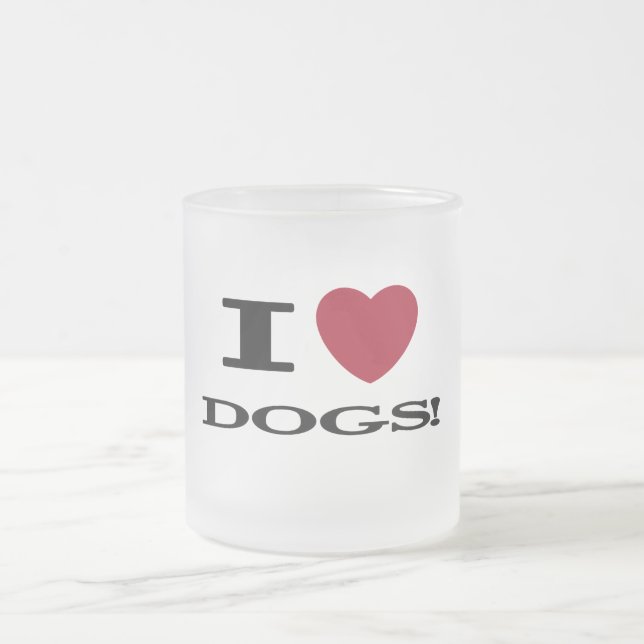 I Heart Dogs Tshirts and Gifts Frosted Glass Coffee Mug (Center)