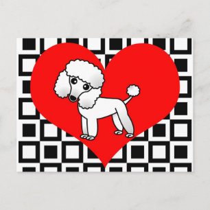I Heart Dogs - White Poodle Postcard