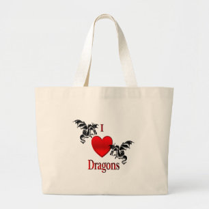 I Heart Dragons Large Tote Bag