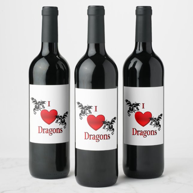 I Heart Dragons Wine Label (Bottles)