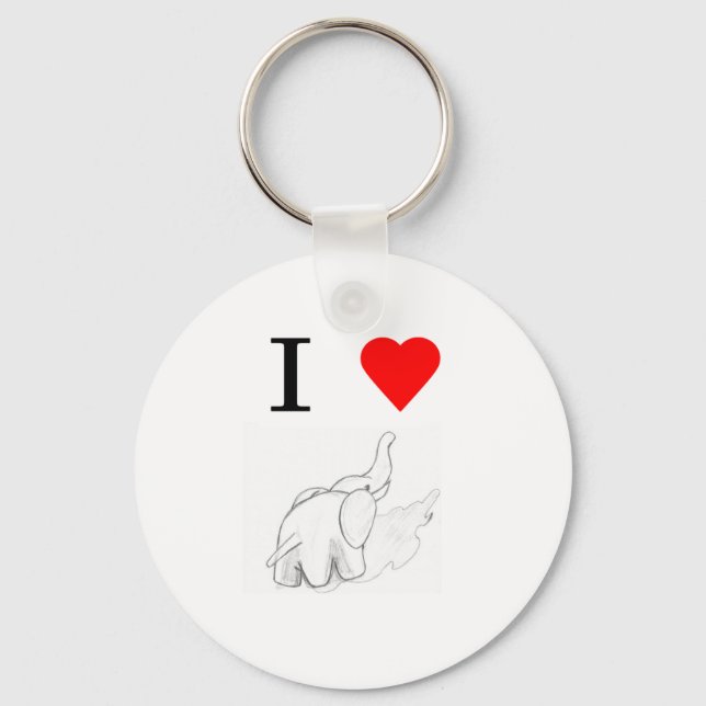 I heart elephants key ring (Front)