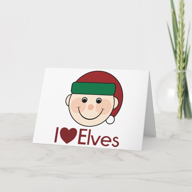 I Heart Elves Christmas Holiday Card (Front)