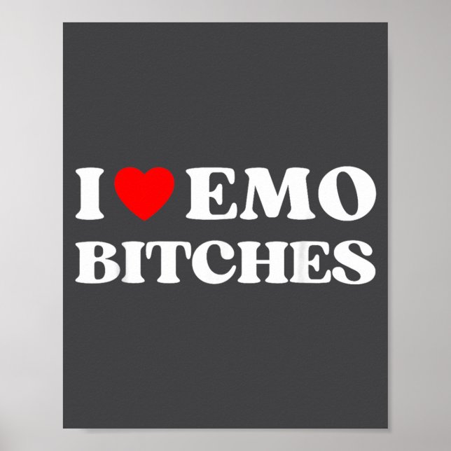 I Heart Emo Es Funny Quote Red Heart Emo Girl Styl Poster (Front)