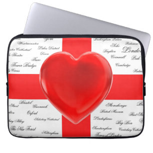 I Heart England Flag of St George Patriotic Laptop Sleeve