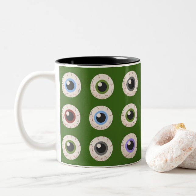 I Heart Eyeballs Two-Tone Coffee Mug (With Donut)