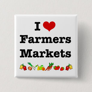 I Heart Farmers Markets 15 Cm Square Badge