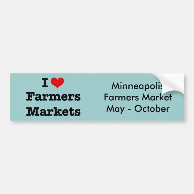I Heart Farmers Markets Bumper Sticker (Front)