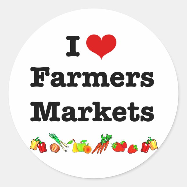 I Heart Farmers Markets Classic Round Sticker (Front)