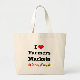 I Heart Farmers Markets Large Tote Bag