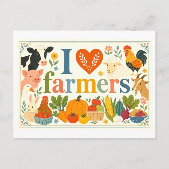 "I [Heart] Farmers" Postcard (Front)