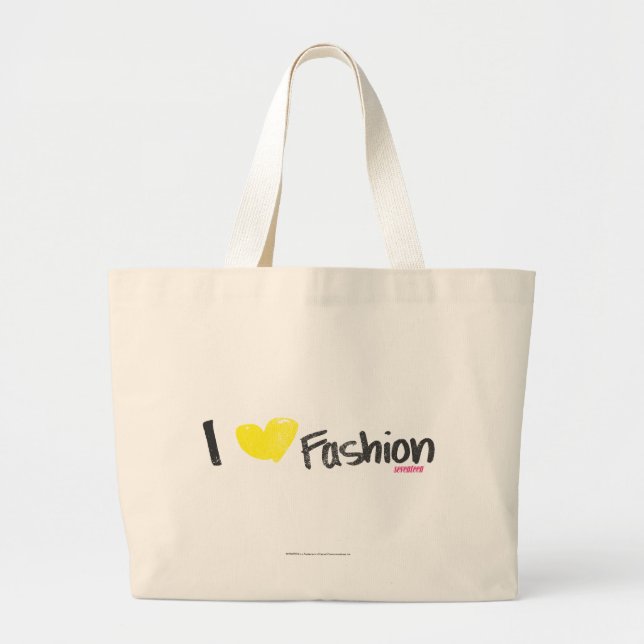 I Heart Fashion Pink Large Tote Bag (Front)