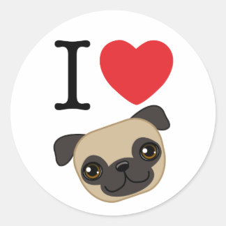 I Heart Fawn Pugs Classic Round Sticker
