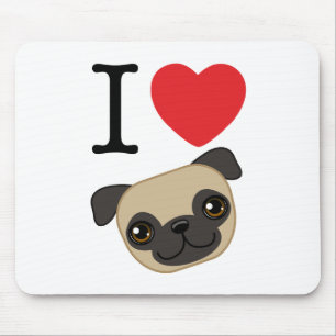 I Heart Fawn Pugs Mouse Pad