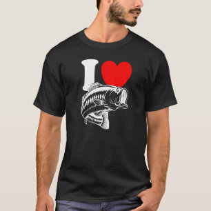 I Heart Fish Cute I Love Fishing Bass Fishing T-Shirt