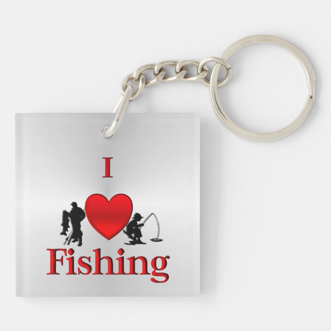I Heart Fishing Key Ring (Back)