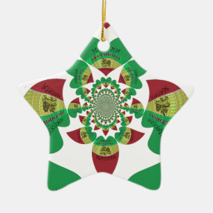 I Heart Flag - Love Ethiopia Red Golden Green Ho Ceramic Tree Decoration