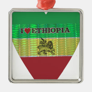 I Heart Flag - Love Ethiopia   Red Golden Green Ho Metal Tree Decoration
