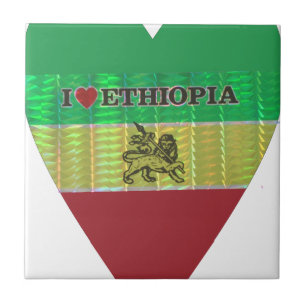 I Heart Flag - Love Ethiopia Red Golden Green Ho Tile