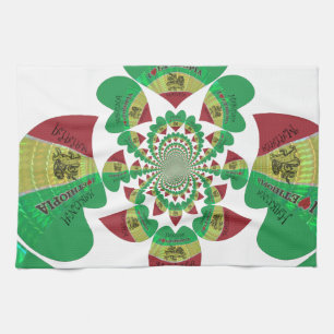 I Heart Flag - Love Ethiopia   Red Golden Green Ki Tea Towel