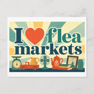 "I [Heart] Flea Markets" Postcard
