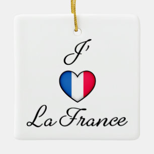 "I heart France" French Pride "J'adore La France"  Ceramic Ornament