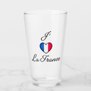 "I heart France" French Pride "J'adore La France" Glass