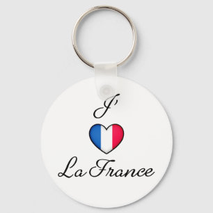 "I heart France" French Pride "J'adore La France" Key Ring