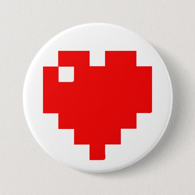 I Heart Gaming I Love Gaming Simple Pixel Art 7.5 Cm Round Badge (Front)