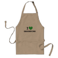 I heart gardening. Green heart beige apron