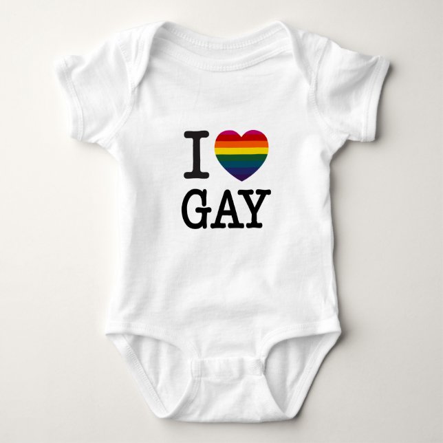 I heart Gay Rainbow Heart Baby Bodysuit (Front)