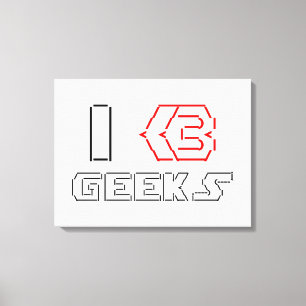I Heart Geeks ASCII ART Canvas Print