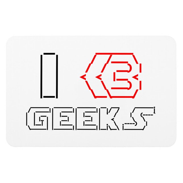 I Heart Geeks ASCII ART Magnet (Horizontal)