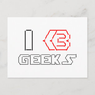 I Heart Geeks ASCII ART Postcard