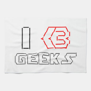 I Heart Geeks ASCII ART Tea Towel