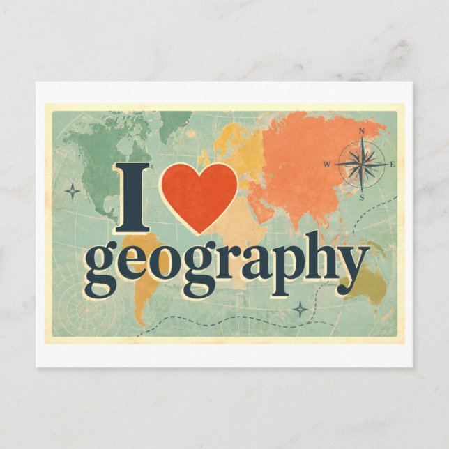 "I [Heart] Geography" Postcard (Front)
