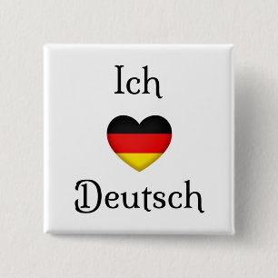 "I Heart German" Favourite Language School Subject 15 Cm Square Badge