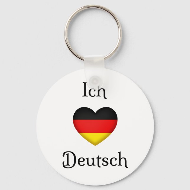 "I Heart German" Favourite Language School Subject Key Ring (Front)