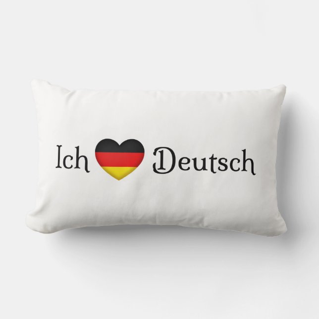 "I Heart German" Favourite Language School Subject Lumbar Cushion (Front)