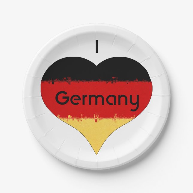 I Heart Germany German Flag  Paper Plate (Front)