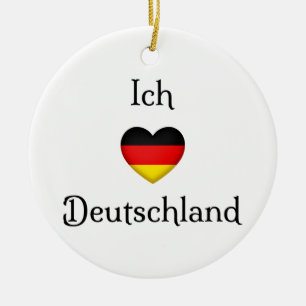 "I heart Germany" German Pride World Traveller Ceramic Tree Decoration