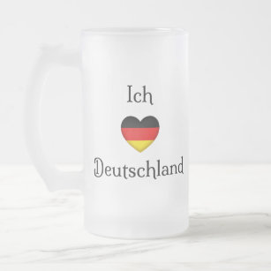 "I Heart Germany" German Pride World Traveller Frosted Glass Beer Mug