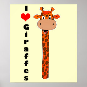 I heart giraffe poster