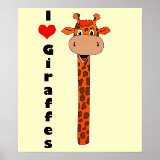 I heart giraffe poster