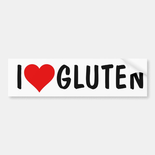 I HEART GLUTEN BUMPER STICKER (Front)
