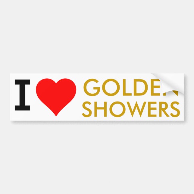 I heart golden showers bumper sticker (Front)