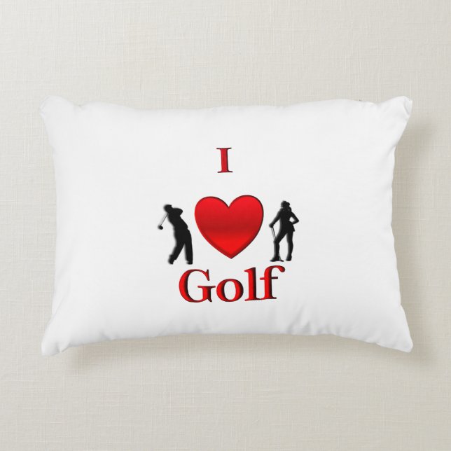 I Heart Golf Decorative Cushion (Front)