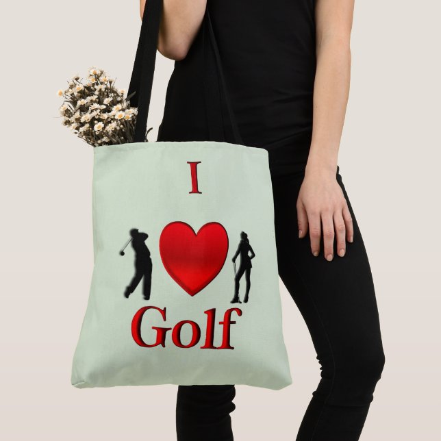 I Heart Golf Green Tote Bag (Close Up)