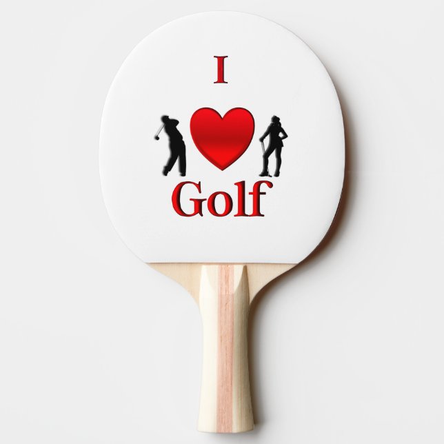 I Heart Golf Ping Pong Paddle (Back)
