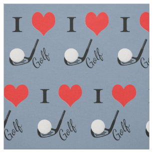 I heart golf -  text in faded denim color fabric