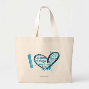 I Heart Graffiti Aqua Large Tote Bag